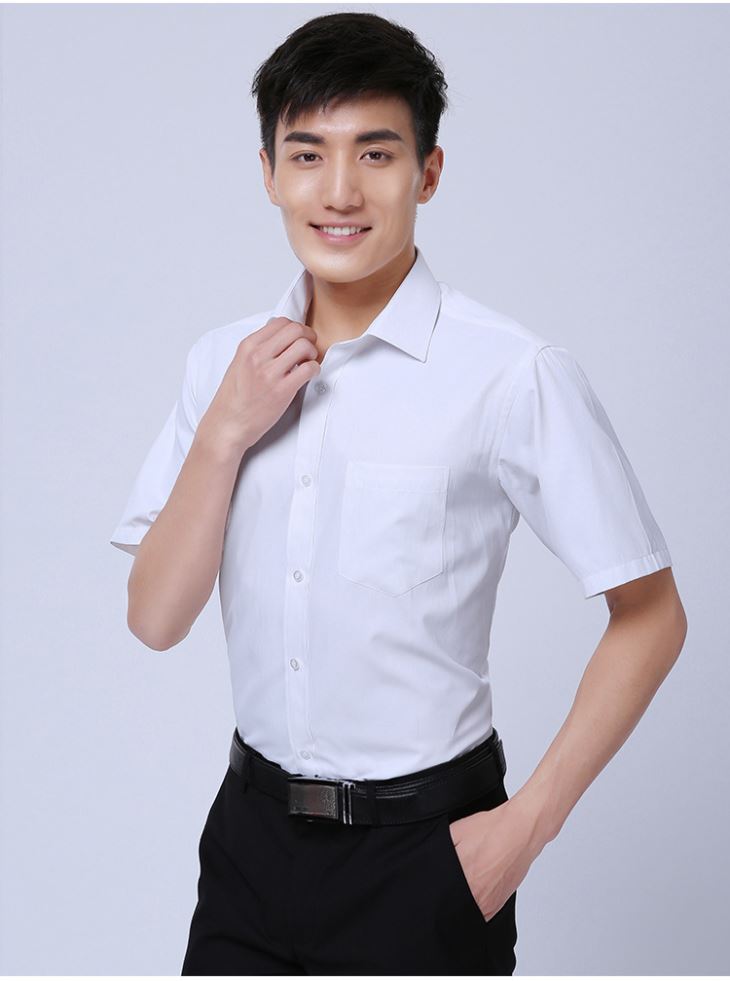 津南定制男士中袖衬衫 修身职业工作服